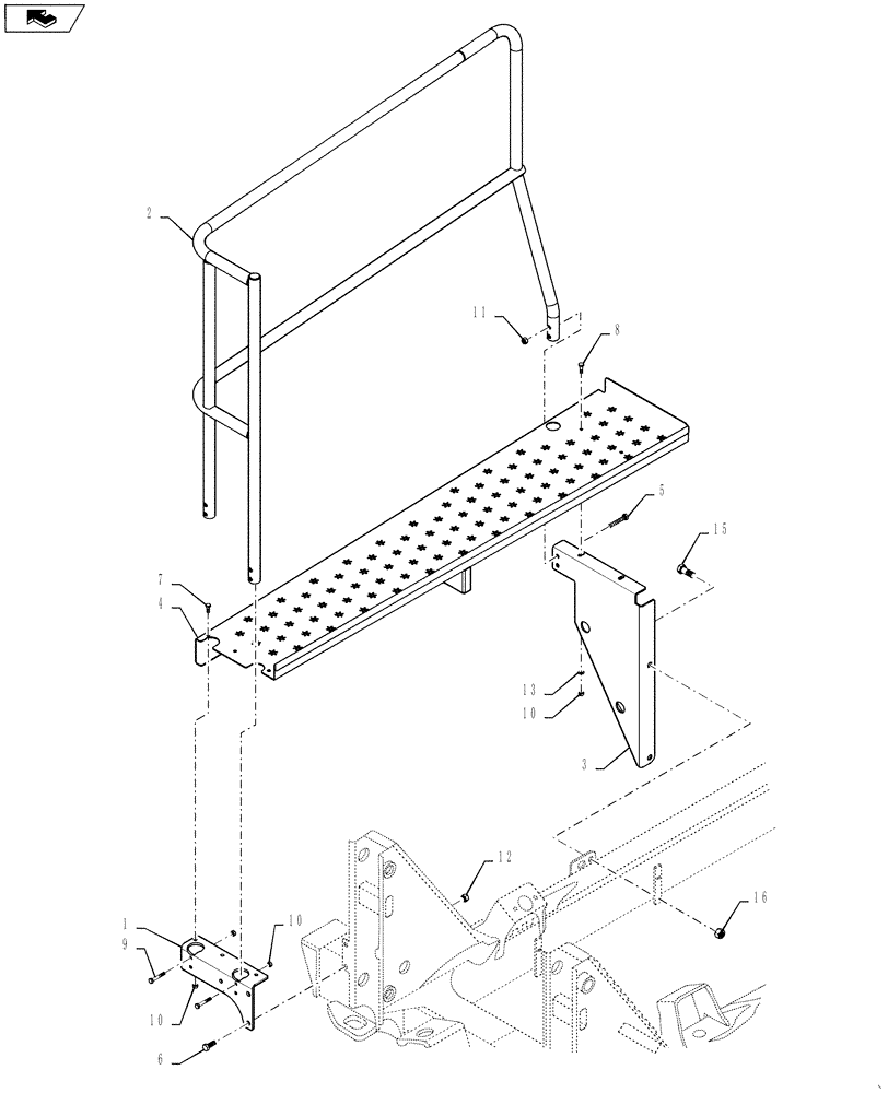 Схема запчастей Case IH 4420 - (04-030) - WALKWAY GROUP, LH REAR Suspension & Frame