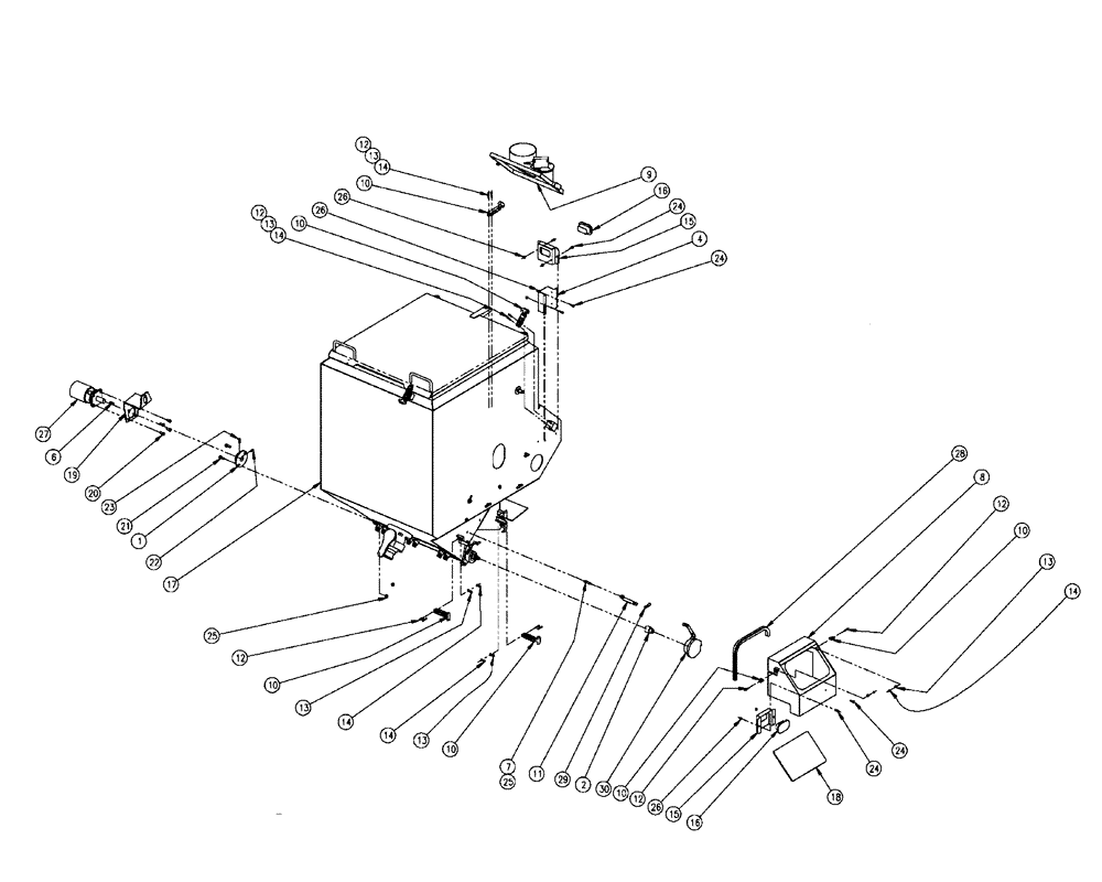 Схема запчастей Case IH FLX810 - (02-011) - PARTS GROUP, DOUBLE BIN W/AUGER, RH, 50 CU. FT Bin Group