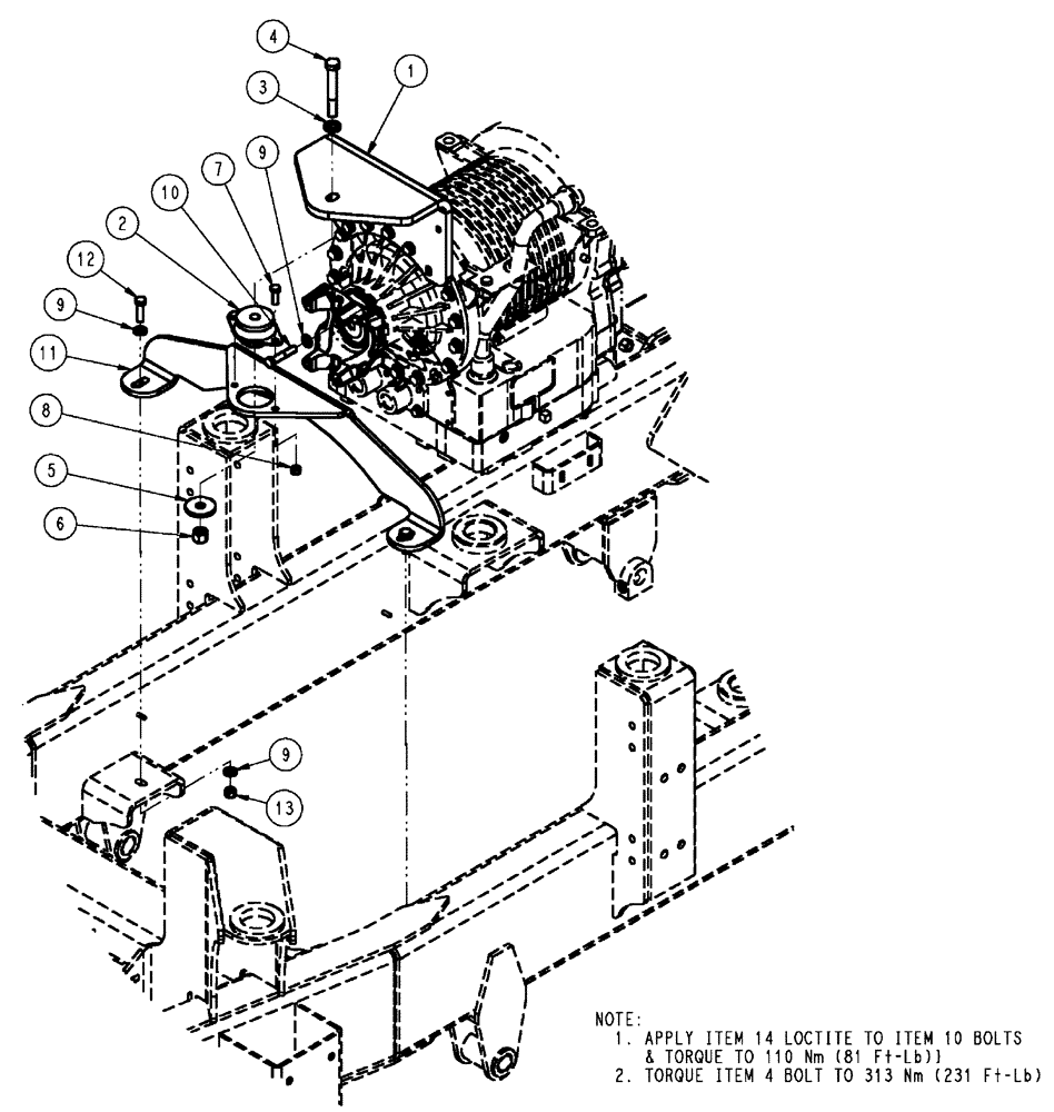 Схема запчастей Case IH FLX4010 - (03-008) - TRANSMISSION MOUNTING GROUP (03) - TRANSMISSION