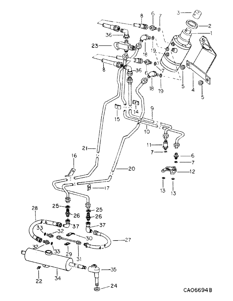 Схема запчастей Case IH 1586 - (10-14) - HYDRAULIC, HYDRAULIC POWER STEERING CONNECTIONS, 1586 TRACTOR WITH SERIAL NO. 12956 AND ABOVE (07) - HYDRAULICS