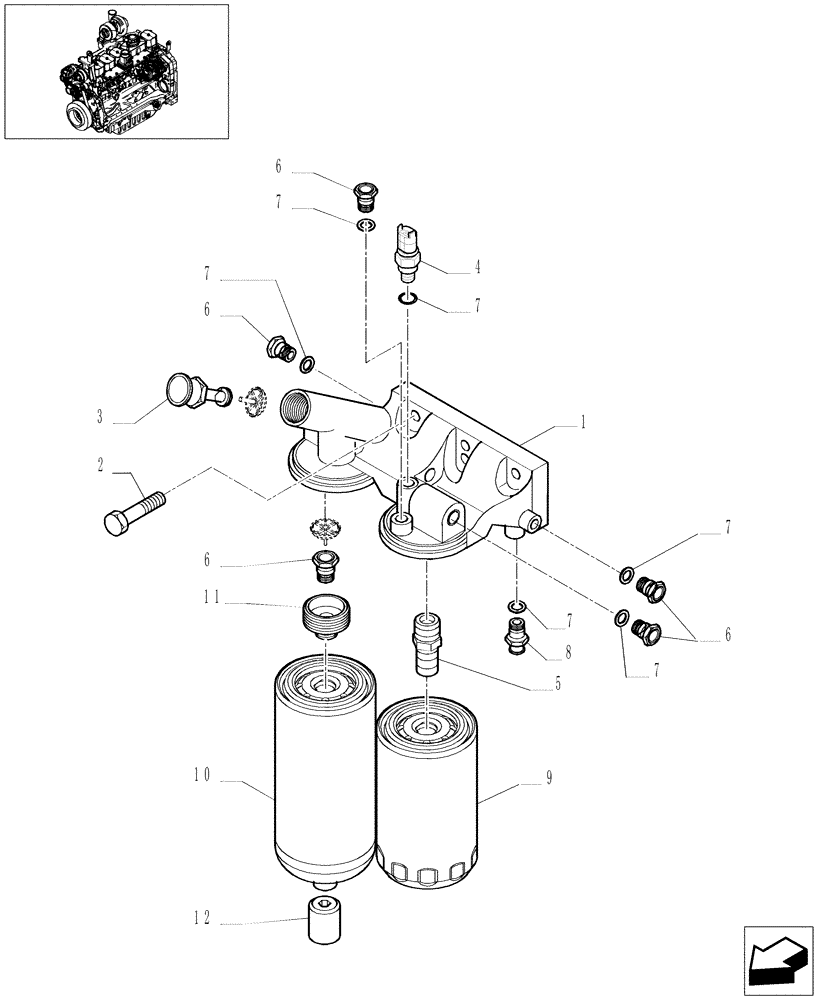 Схема запчастей Case IH MXU125 - (0.20.0/01) - FUEL FILTER (01) - ENGINE