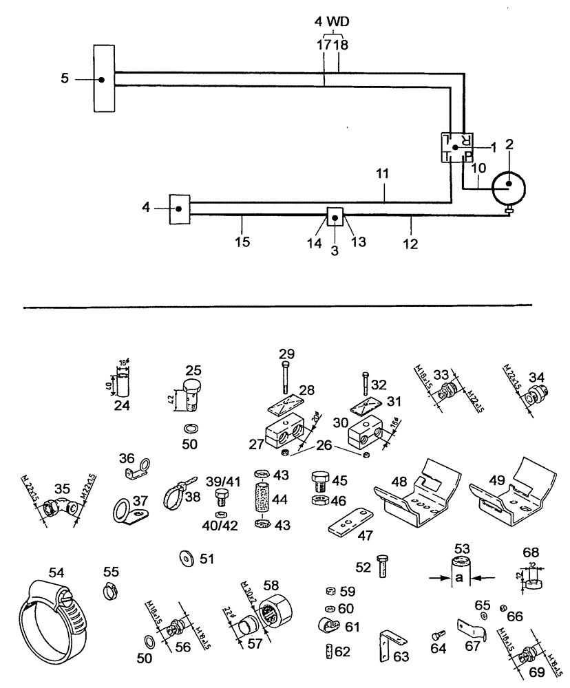 Схема запчастей Case IH C55 - (05-03[02]) - STEERING + PIPES SCREWED - PIPE UNION / 4WD (05) - STEERING