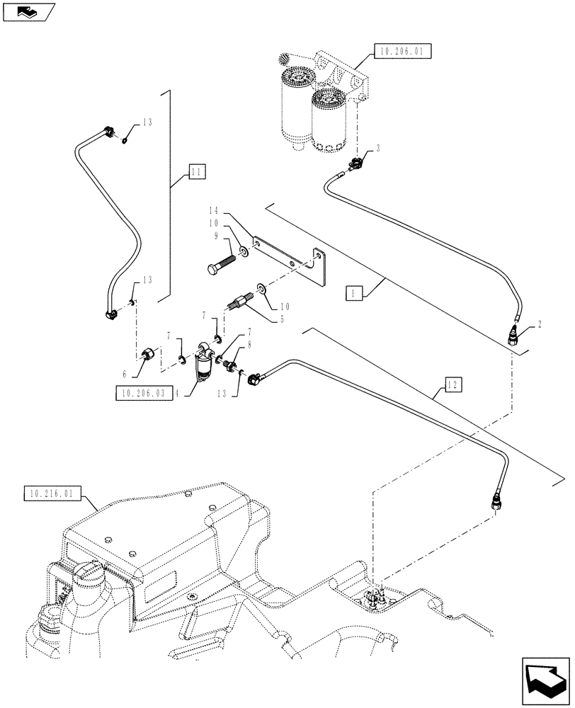 Схема запчастей Case IH PUMA 130 - (10.216.05) - FUEL LINES (10) - ENGINE