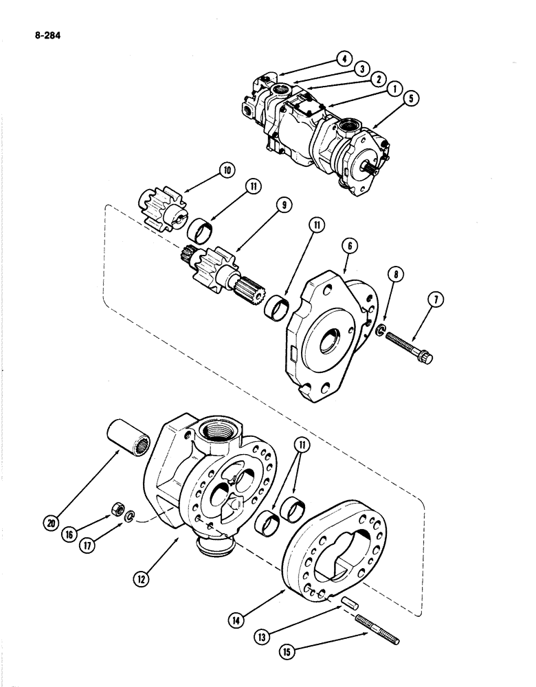 Схема запчастей Case IH 4894 - (8-284) - TRIPLE HYDRAULIC PUMP ASSEMBLY, CHARGE PUMP SECTION (08) - HYDRAULICS