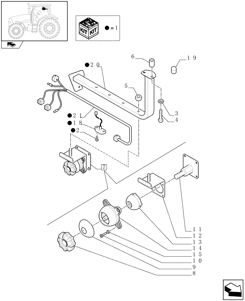 Схема запчастей Case IH PUMA 125 - (1.96.0/03[02]) - PREDISPOSITION FOR ISOBUS VIRTUAL TERMINAL - BALER BAR MOUNTING (VAR.330079-334761) (10) - OPERATORS PLATFORM/CAB