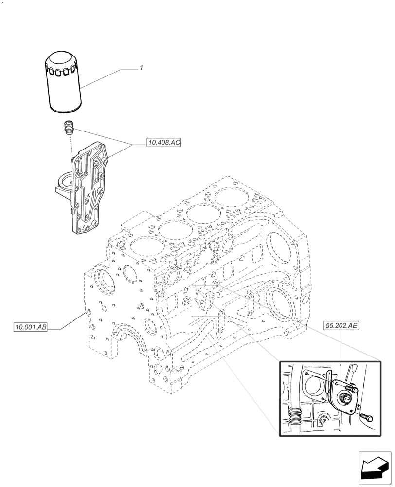 Схема запчастей Case IH FARMALL 140A - (10.304.AE) - OIL FILTER - ENGINE (10) - ENGINE