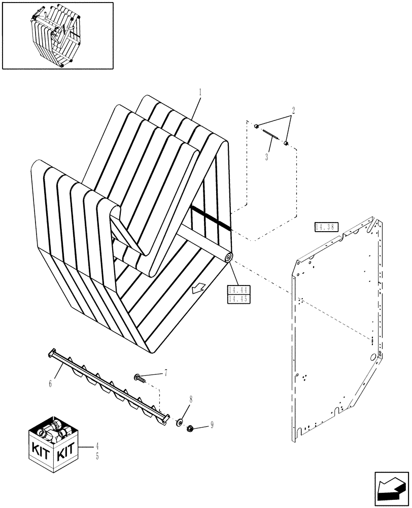 Схема запчастей Case IH RBX462 - (14.05) - LACED CHEVRON BELT (14) - BALE CHAMBER