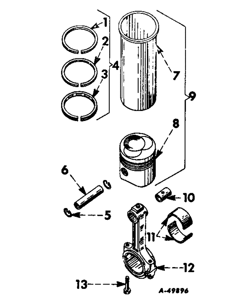 Схема запчастей Case IH 2706 - (D-08) - DIESEL ENGINES, CONNECTING RODS AND SLEEVE SETS, ENGINE SERIAL NO. 71778 AND ABOVE (01) - ENGINE