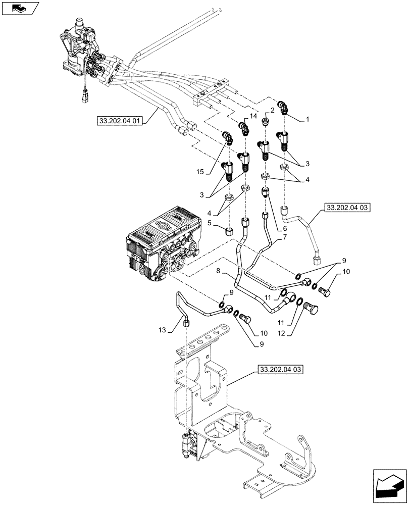 Схема запчастей Case IH PUMA 215 - (33.202.04[02]) - ABS SYSTEM - PNEUMATIC TRAILER BRAKE - FOOT BRAKE VALVE - PIPES (VAR.743922) (33) - BRAKES & CONTROLS