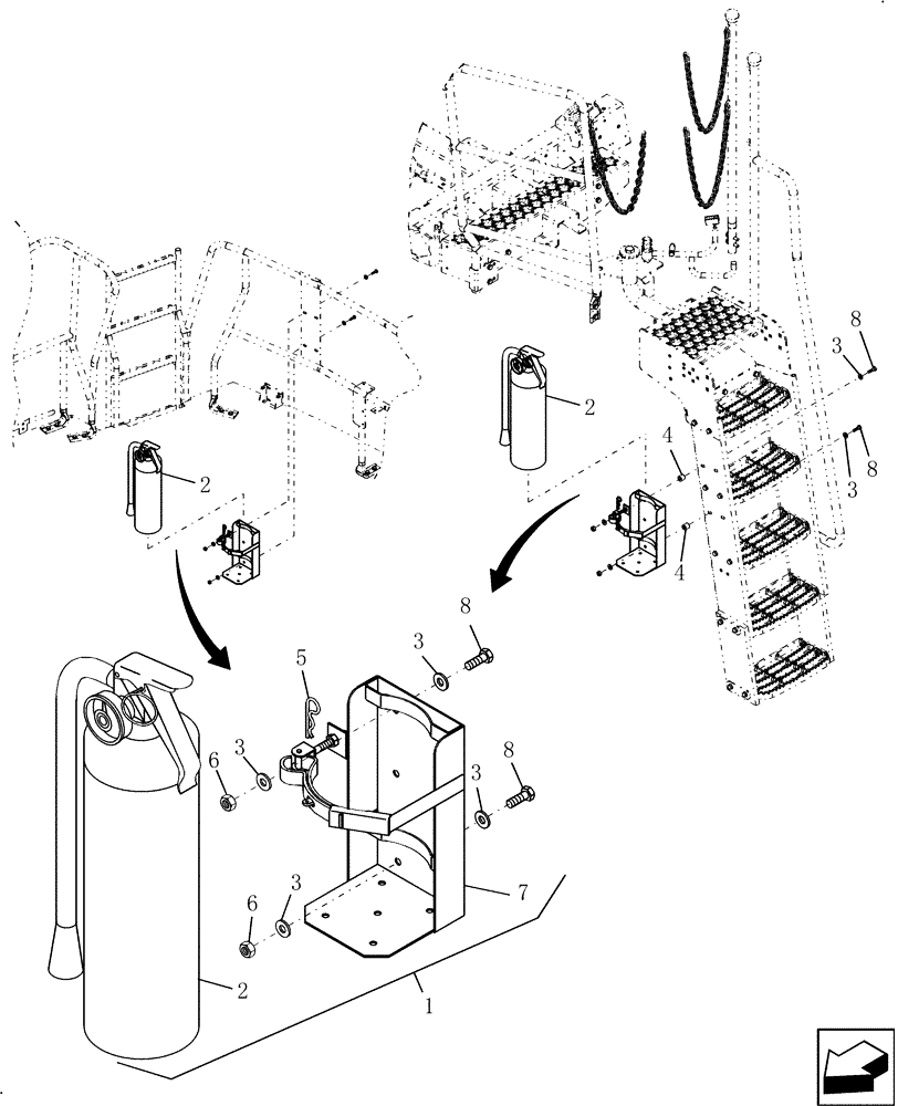 Схема запчастей Case IH 9010 - (05.102.01) - FIRE EXTINGUISHER - ANZ - 7010/8010 (05) - SERVICE & MAINTENANCE