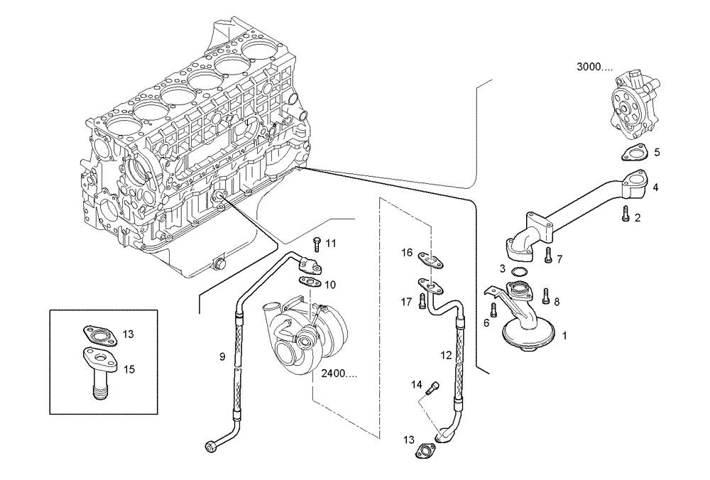 Схема запчастей Case IH F3AE0684G B001 - (3010.183) - LUBE OIL LINES 