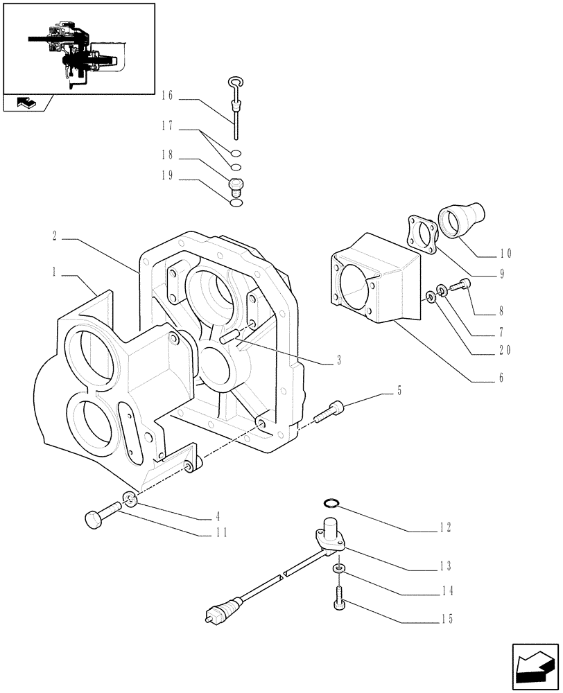 Схема запчастей Case IH FARMALL 105U - (1.80.1/01[01]) - MECH. 540/750 POWER TAKE OFF - COVER, GUARD AND SENSOR (07) - HYDRAULIC SYSTEM