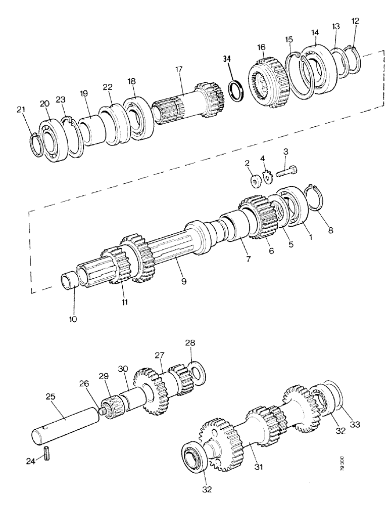 Схема запчастей Case IH 1490 - (D02-1) - GEARBOX DRIVESHAFT AND LAYSHAFTS, SYNCHROMESH (03) - POWER TRAIN