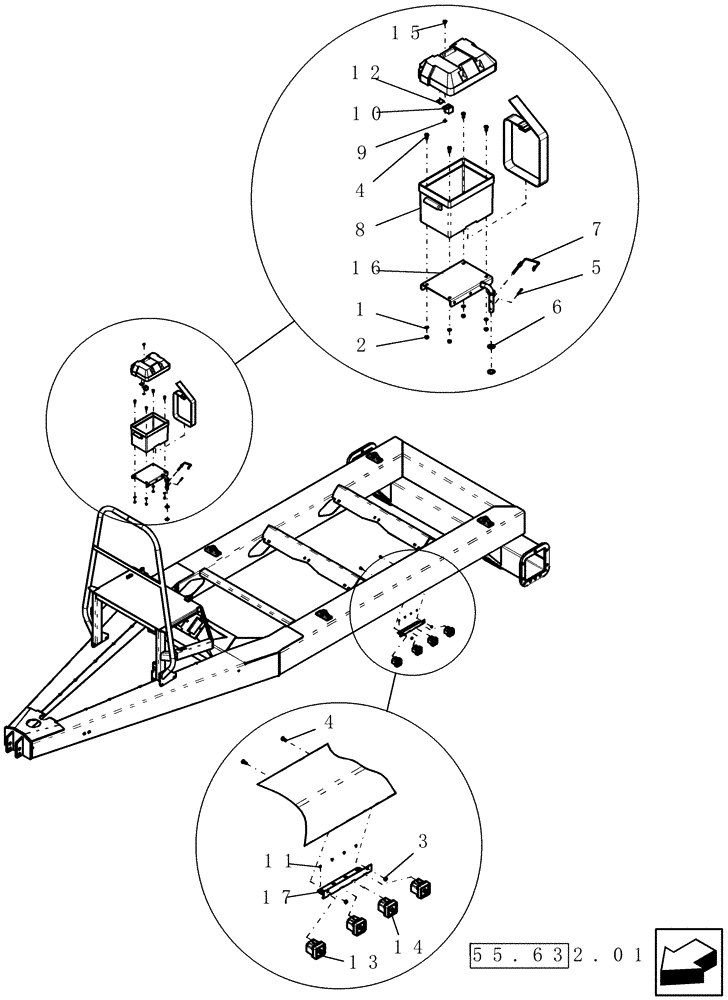 Схема запчастей Case IH 3430 - (55.301.01) - VARIABLE DRIVE BATTERY BOX/SWITCHES (3 TANK) (55) - ELECTRICAL SYSTEMS