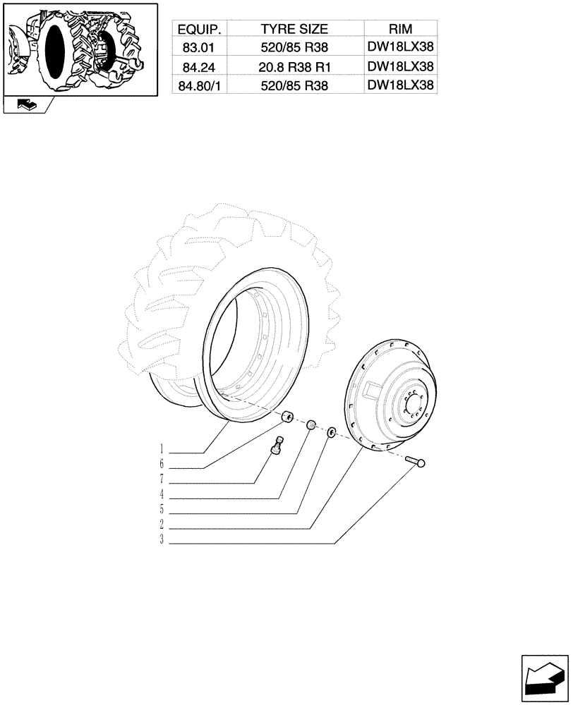 Схема запчастей Case IH PUMA 225 - (83.00[07]) - REAR WHEELS (11) - WHEELS/TRACKS