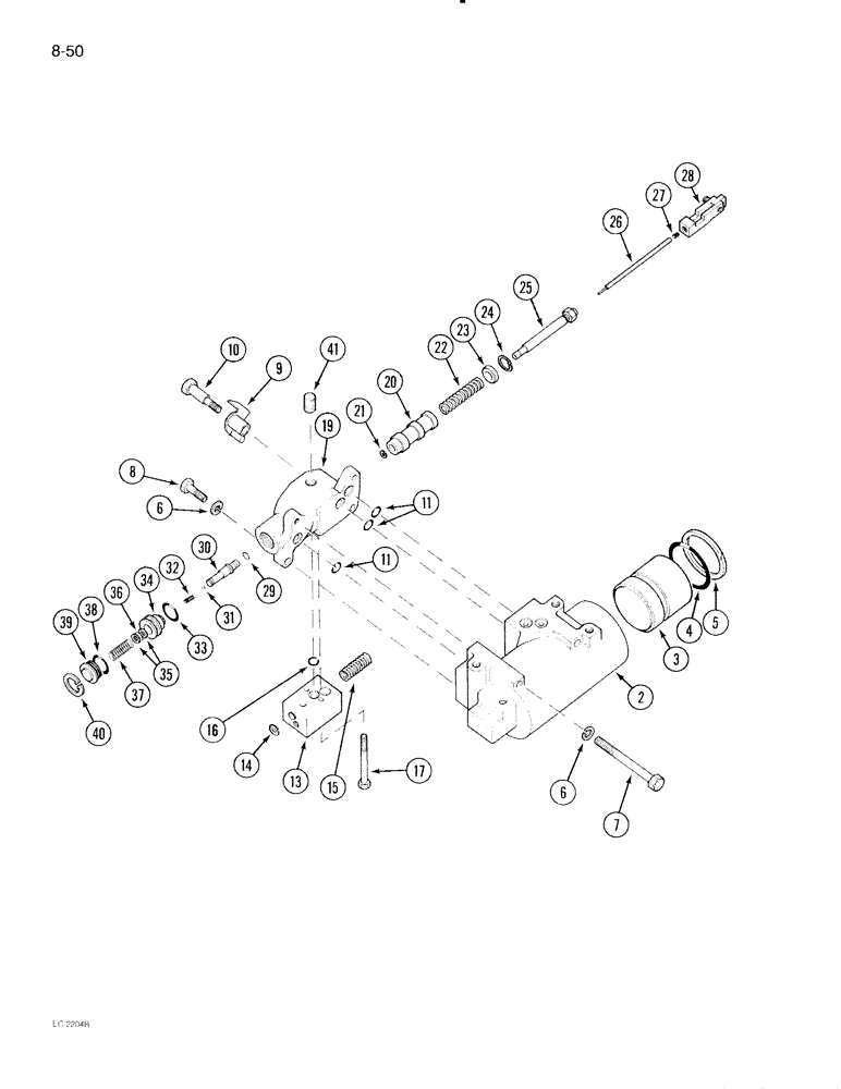 Схема запчастей Case IH 695 - (8-50) - DRAFT CONTROL, CYLINDER AND VALVE ASSEMBLY (08) - HYDRAULICS