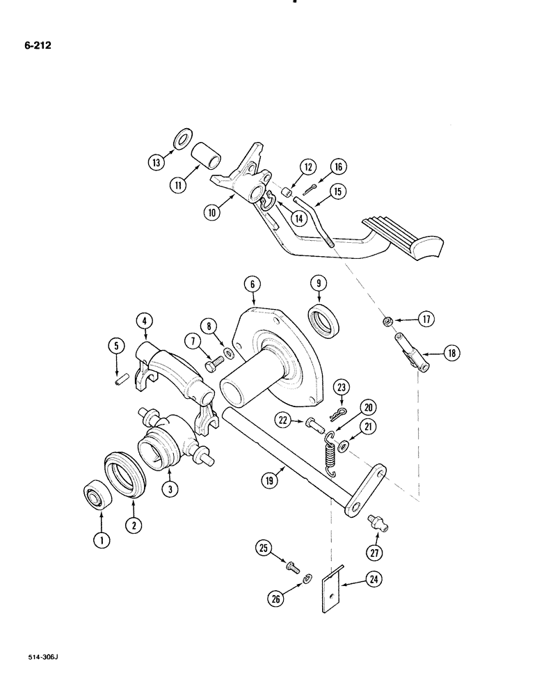 Схема запчастей Case IH 885 - (6-212) - CLUTCH CONTROLS, WITHOUT CAB (06) - POWER TRAIN