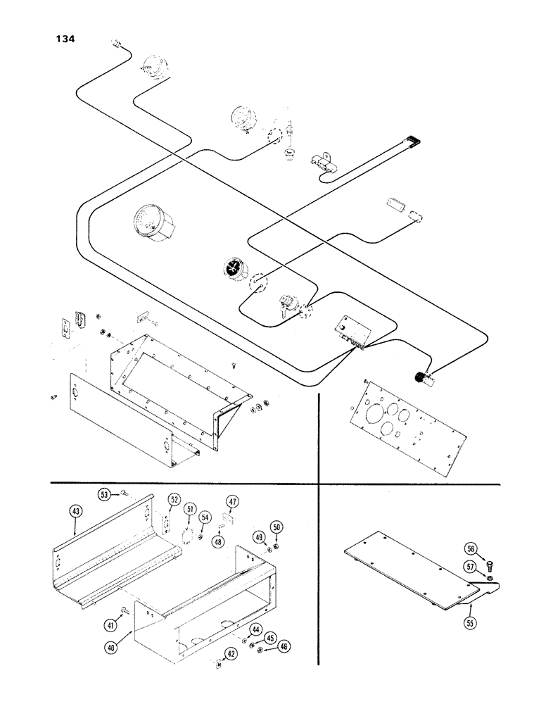Схема запчастей Case IH 336BD - (134) - INSTRUMENTS, COMPARTMENT AND PANEL, SAFETY GAUGES, REAR PANEL OR FUEL TANK, G OR F, J OR K, L 