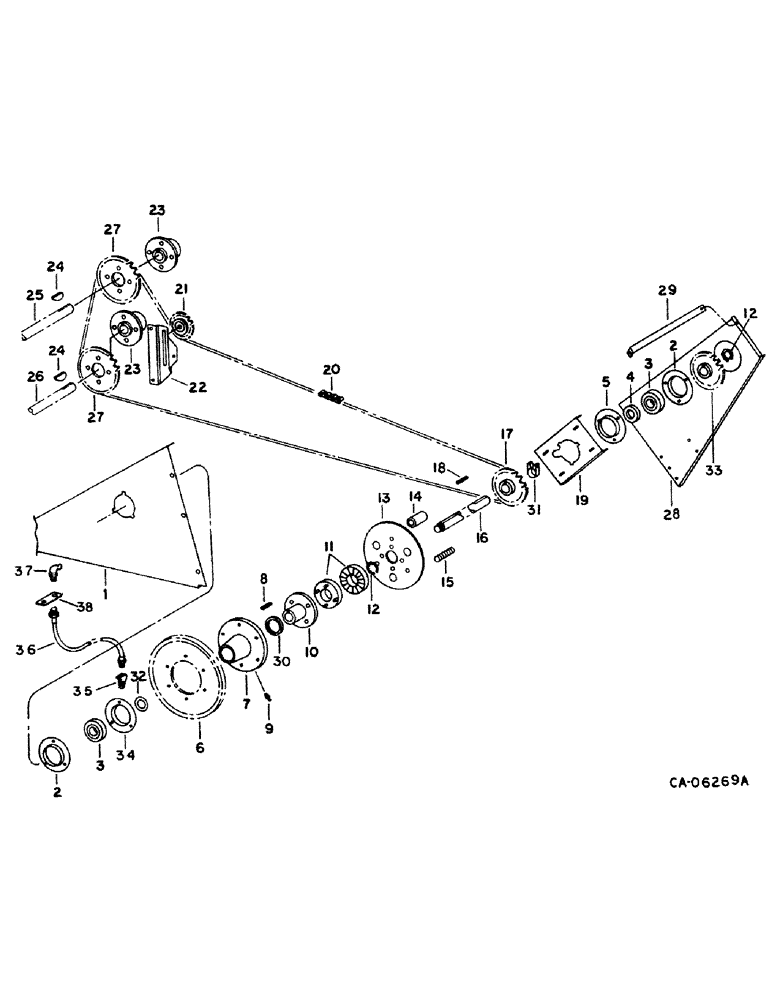 Схема запчастей Case IH 1482 - (25-09) - GRAIN AND TAILINGS ELEVATORS, TAILINGS ELEVATOR DRIVE AND JACKSHAFT Elevators