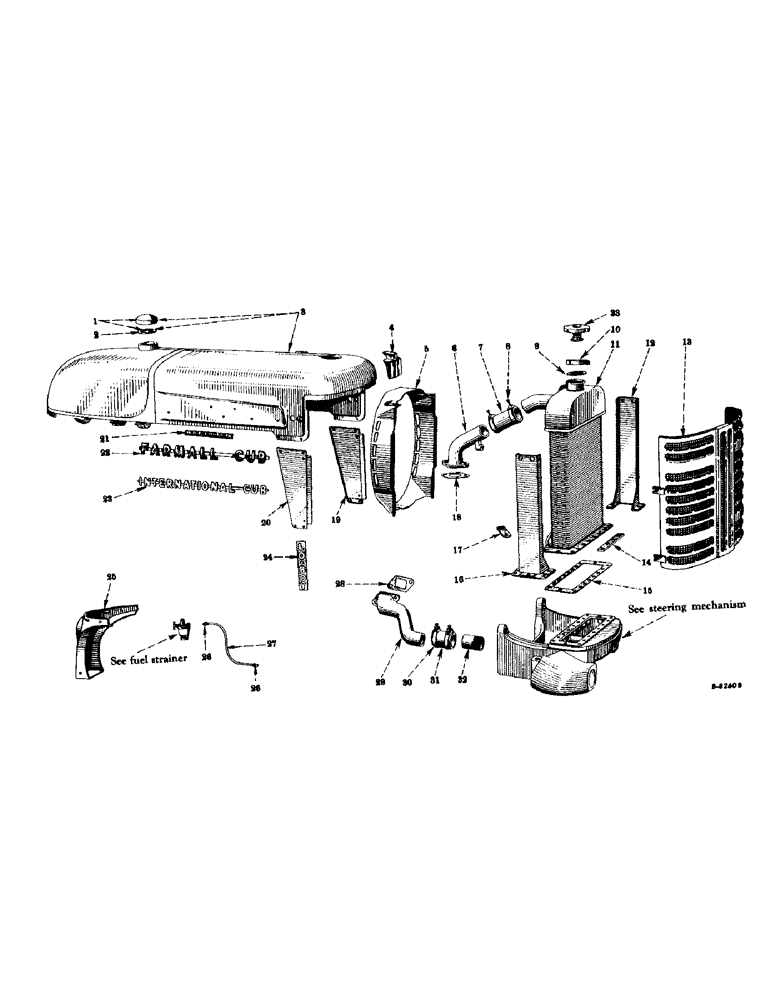 Схема запчастей Case IH INTERNATIONAL - (13-03) - SUPERSTRUCTURE, HOOD AND FUEL TANK, SUPPORT, RADIATOR, GRILLE AND CONNECTIONS (05) - SUPERSTRUCTURE