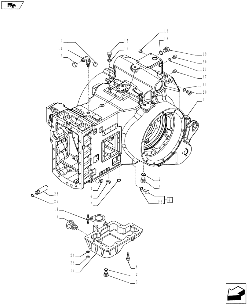 Схема запчастей Case IH PUMA 215 - (21.118.01[01]) - TRANSMISSION BOX, COVERS AND CAPS (21) - TRANSMISSION