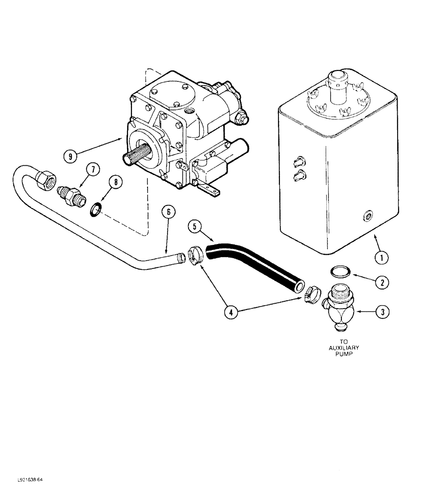 Схема запчастей Case IH 1640 - (8-008) - HYDROSTATIC PUMP SYSTEM, RESERVOIR TO PUMP, PRIOR TO P.I.N. JJC0097190 (07) - HYDRAULICS