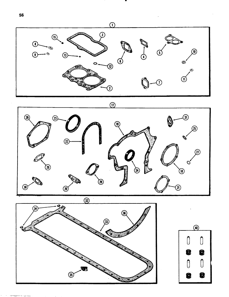 Схема запчастей Case IH 1070 - (0056) - ENGINE GASKET KITS, 451B DIESEL ENGINE, VALVE GRIND KIT (02) - ENGINE