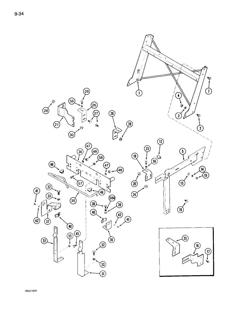 Схема запчастей Case IH 7120 - (9-034) - HOOD SUPPORTS, P.I.N. JJA0019507 AND AFTER (09) - CHASSIS/ATTACHMENTS