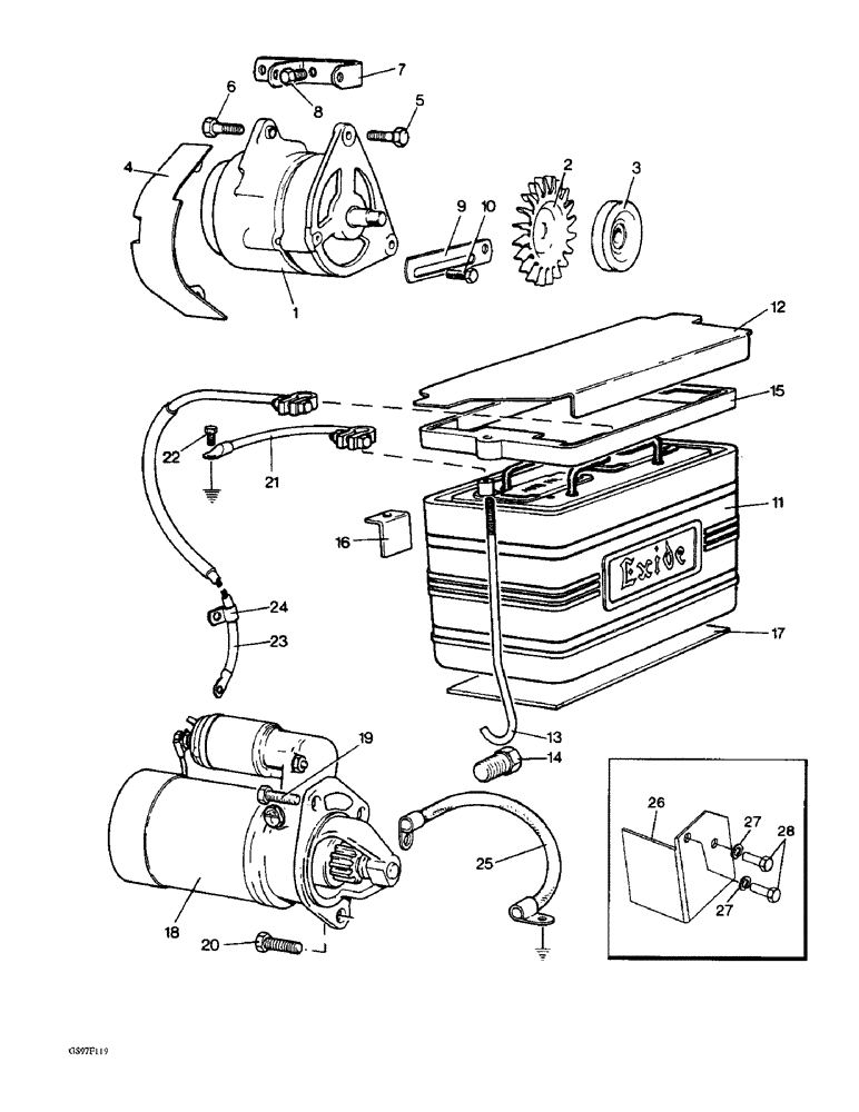 Схема запчастей Case IH 885 - (4-22) - ALTERNATOR, BATTERY AND STARTER (04) - ELECTRICAL SYSTEMS