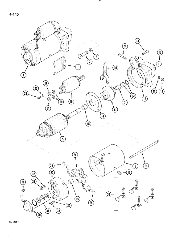 Схема запчастей Case IH 885 - (4-140) - STARTER MOTOR, BOSCH (04) - ELECTRICAL SYSTEMS