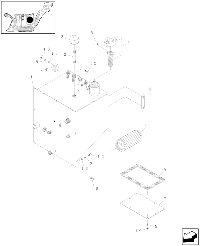 Схема запчастей Case IH A4000 - (B08.02[01]) - HYDRAULIC OIL TANK Hydraulic Components & Circuits