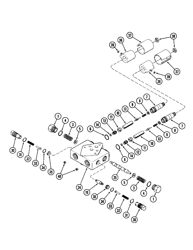 Схема запчастей Case IH 1010 - (8-24) - DOUBLE PILOTED VALVE ASSEMBLY, REEL FORE AND AFT ATTACHMENT (35) - HYDRAULIC SYSTEMS