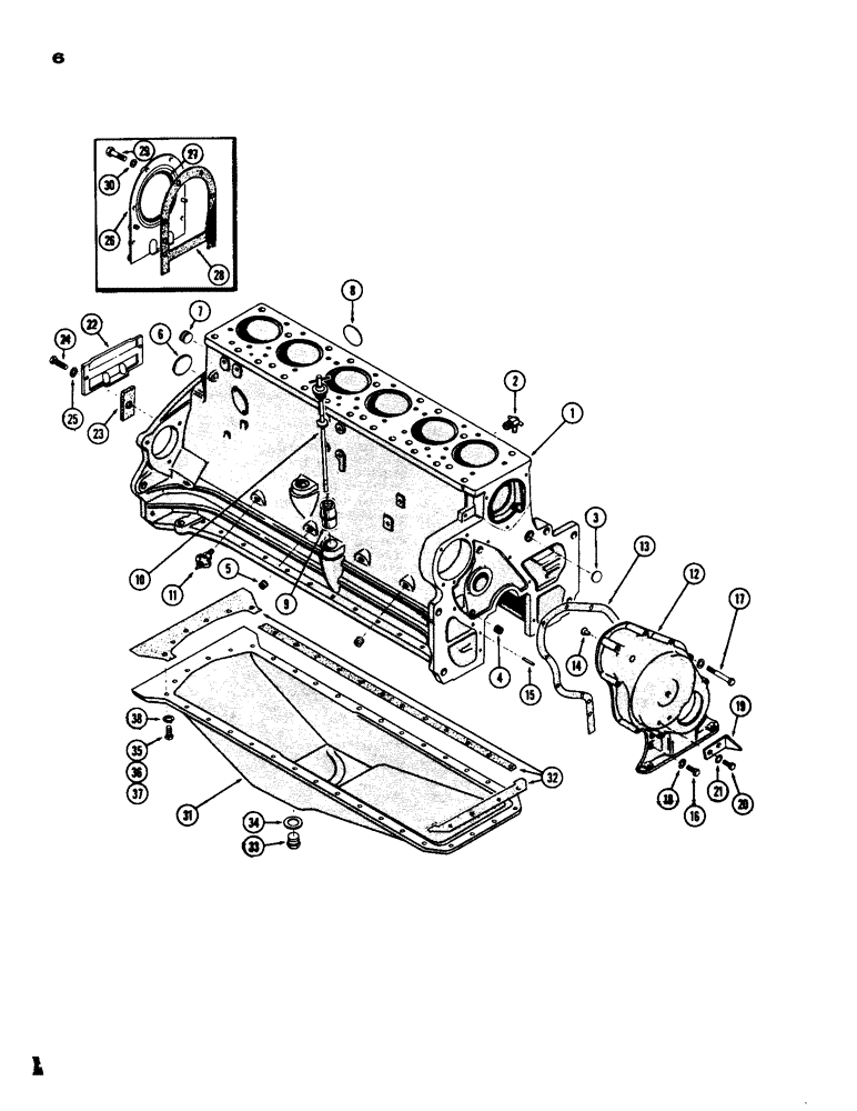 Схема запчастей Case IH 930-SERIES - (006) - CYLINDER BLOCK AND TIMING GEAR COVER, DIESEL ENGINE (02) - ENGINE