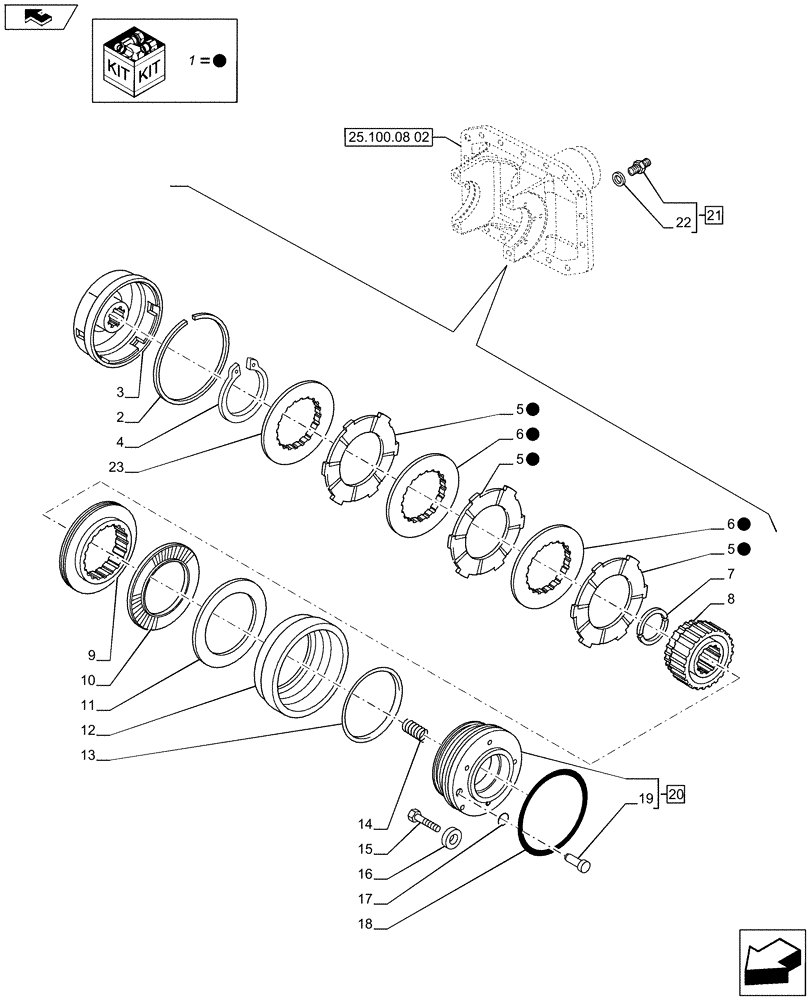 Схема запчастей Case IH PUMA 215 - (25.102.03[02]) - FRONT AXLE - HYDRAULIC DIFFERENTIAL LOCK (VAR.728195) (25) - FRONT AXLE SYSTEM