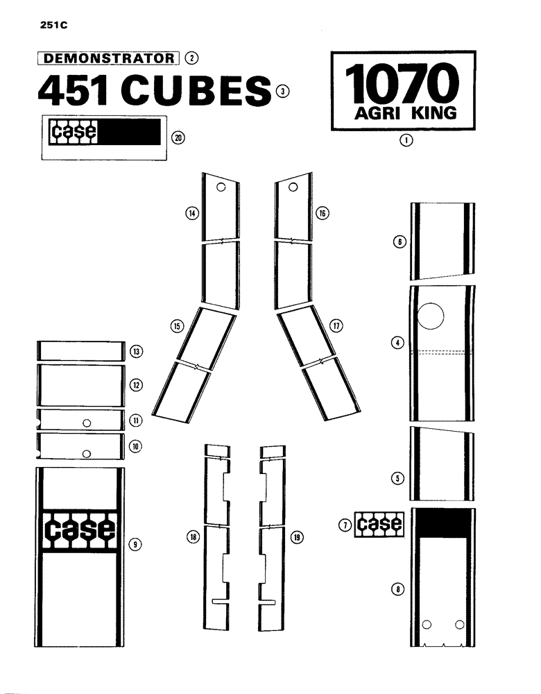 Схема запчастей Case IH 1070 - (251C) - DECALS, DEMONSTRATOR, 1ST USED TRAC. SER. NO. 8675001 (09) - CHASSIS/ATTACHMENTS