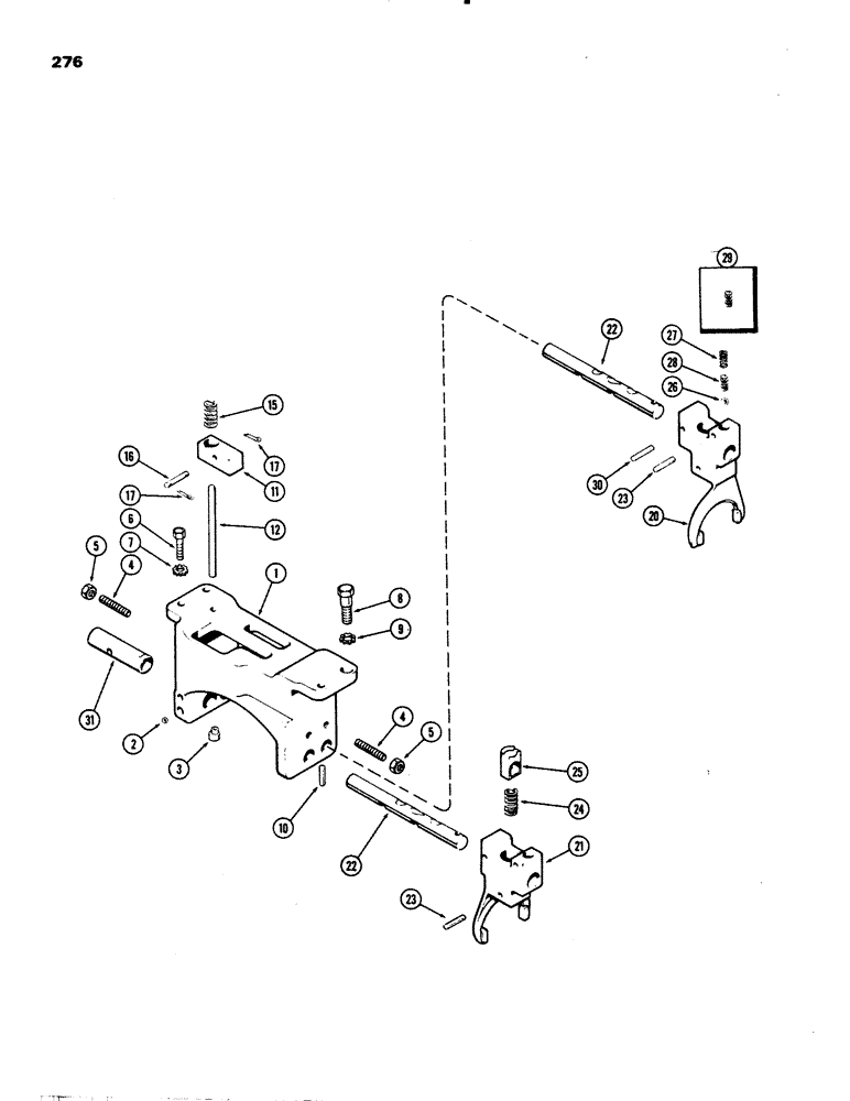 Схема запчастей Case IH 1070 - (0276) - GEAR SHIFT MECHANISM, SHAFTS AND FORKS, POWER SHIFT (06) - POWER TRAIN