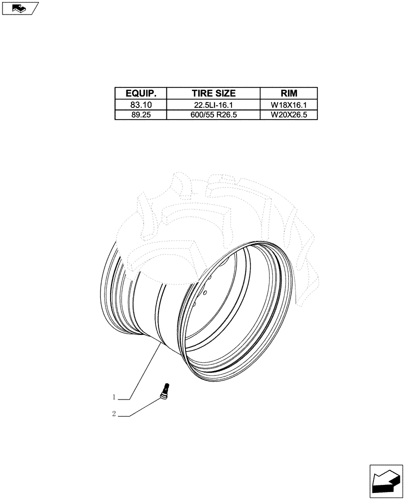 Схема запчастей Case IH FARMALL 75C - (44.520.01[01]) - REAR WHEELS (44) - WHEELS