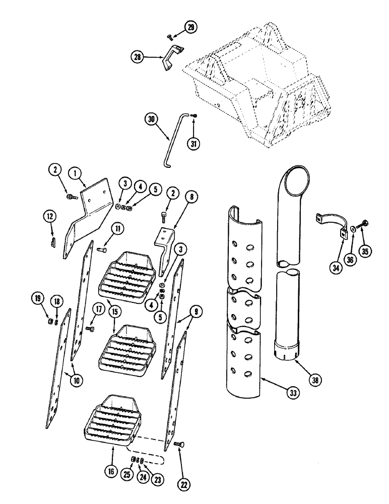 Схема запчастей Case IH 2096 - (9-406) - STEPS, TWO POST ROPS RIGHT SIDE MOUNTED (09) - CHASSIS/ATTACHMENTS