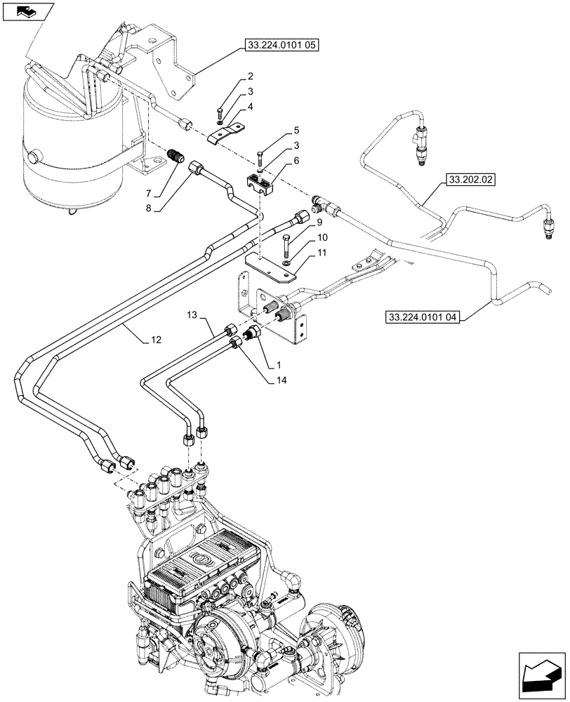 Схема запчастей Case IH PUMA 170 - (33.224.0101[03]) - ABS SYSTEM - PNEUMATIC TRAILER BRAKE - PIPES FROM EBM (VAR. 743922) (33) - BRAKES & CONTROLS