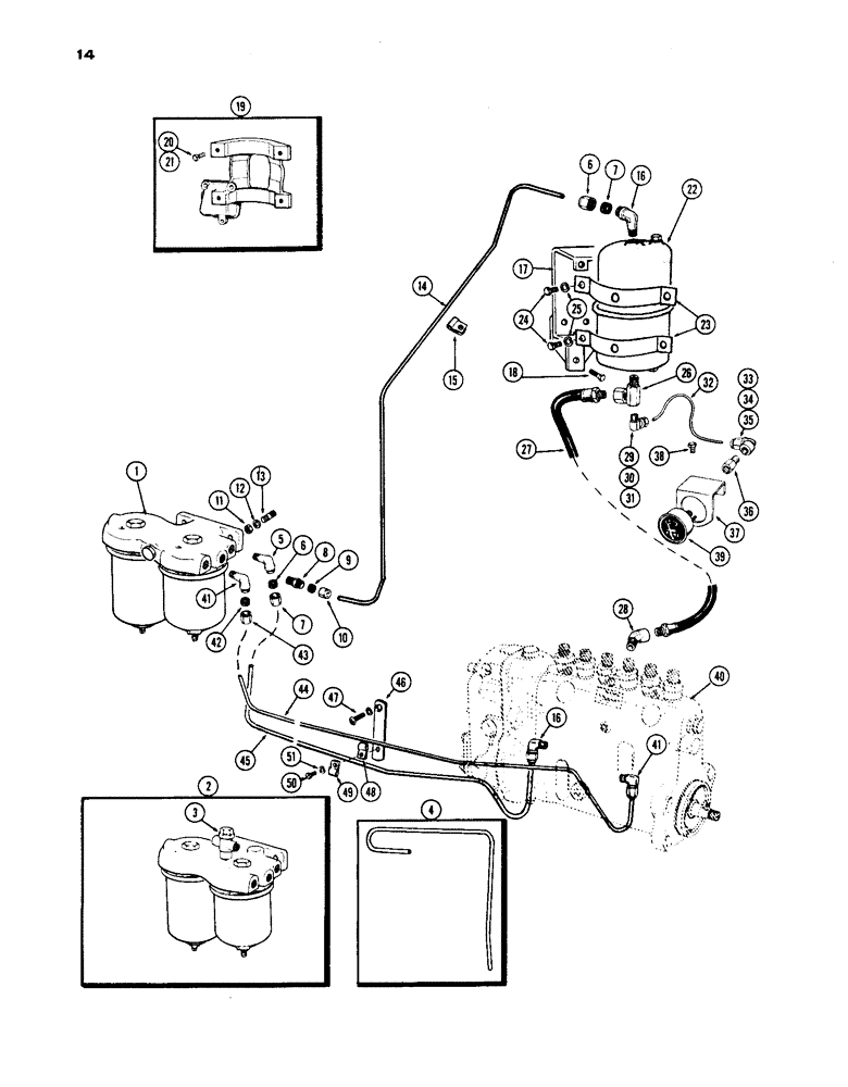 Схема запчастей Case IH 1200 - (014) - FUEL INJECTION FILTER SYSTEM, (451) DIESEL ENGINE (02) - ENGINE