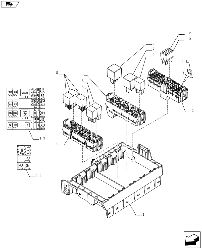 Схема запчастей Case IH FARMALL 75C - (55.510.0101[02]) - FUSEBOX & RELATED PARTS - ISO - W/CAB (55) - ELECTRICAL SYSTEMS