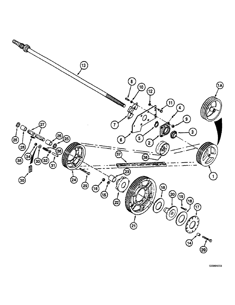 Схема запчастей Case IH 2166 - (9A-27A) - FEEDER, JACKSHAFT DRIVE, COMBINE P.I.N. JJC0182025 AND AFTER (13) - FEEDER