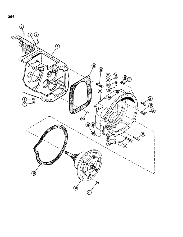 Схема запчастей Case IH 970 - (304) - TRANSMISSION AND CLUTCH HOUSINGS, POWER SHIFT (06) - POWER TRAIN