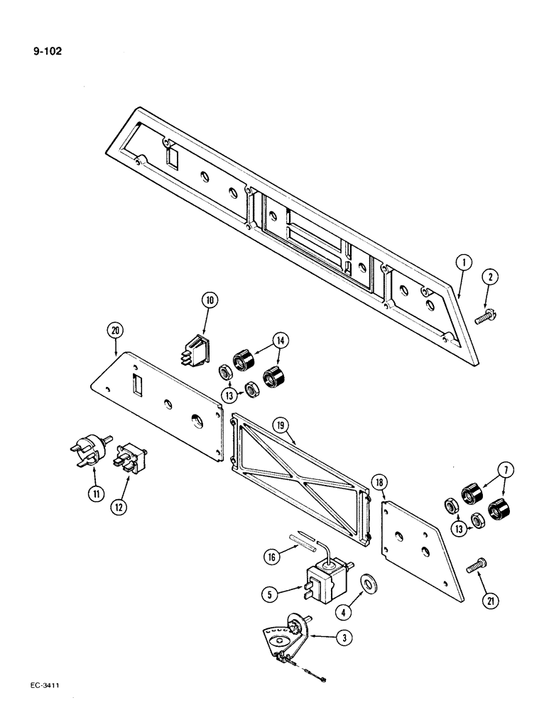 Схема запчастей Case IH 1896 - (9-102) - CAB HEATING AND AIR CONDITIONING CONTROL PANEL (09) - CHASSIS/ATTACHMENTS