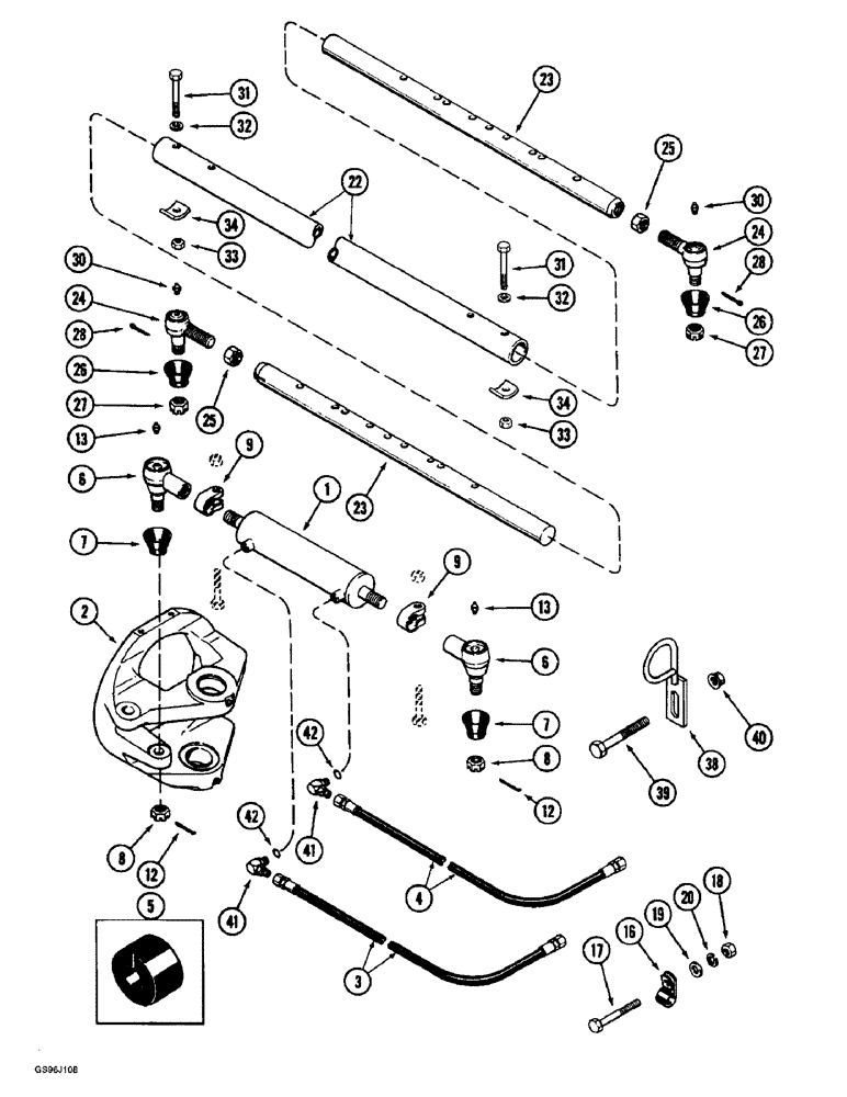 Схема запчастей Case IH 1660 - (5-72) - STEERING CYLINDER AND TIE ROD, POWER GUIDE AXLE, P.I.N. JJC0036301 & AFTER (04) - STEERING