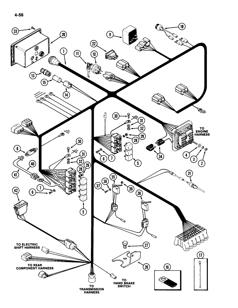 Схема запчастей Case IH 2094 - (4-056) - LOWER CAB HARNESS (04) - ELECTRICAL SYSTEMS