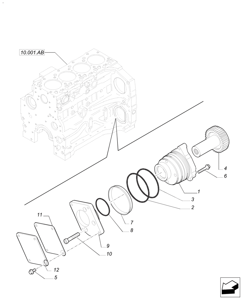 Схема запчастей Case IH FARMALL 110A - (10.414.AD[02]) - BELT PULLEY DRIVE & COVER (10) - ENGINE