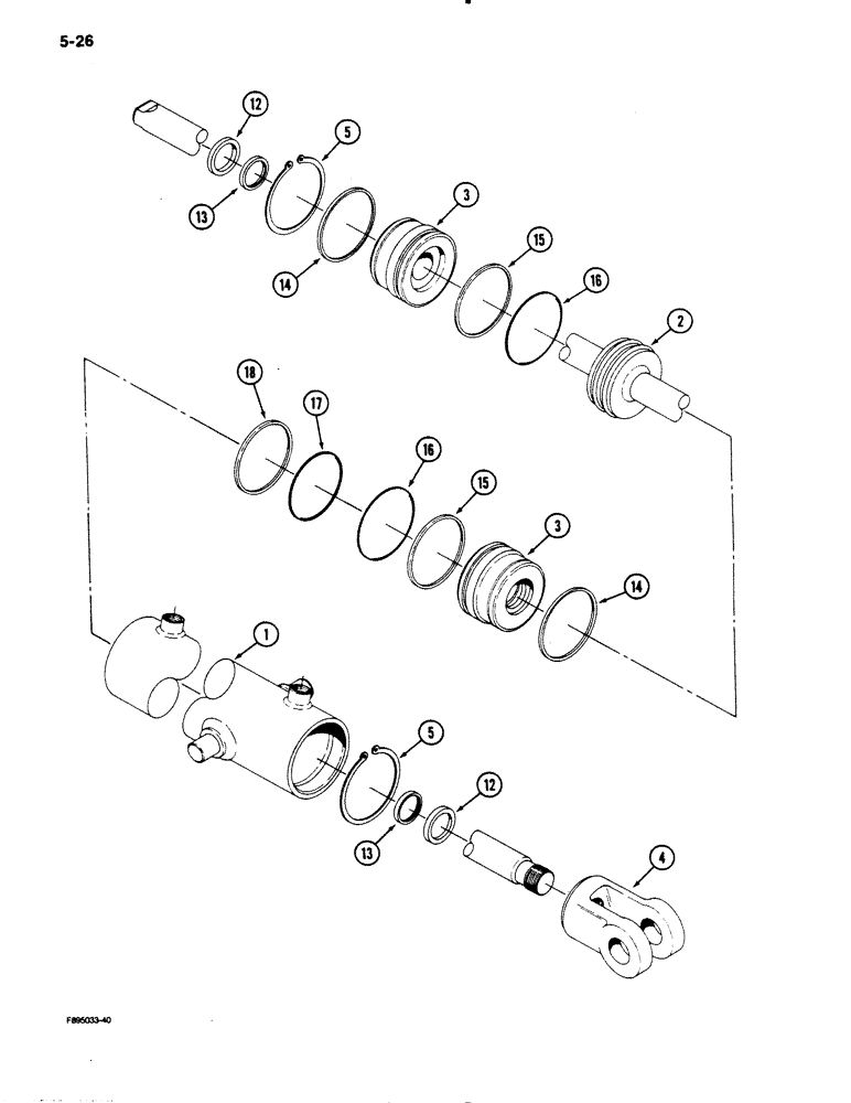 Схема запчастей Case IH 9130 - (5-26) - STEERING CYLINDER ASSEMBLY, STEERABLE FRONT AXLE (05) - STEERING