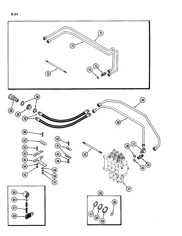 Схема запчастей Case IH 3394 - (8-34) - REMOTE HYDRAULICS ADD ON ATTACHMENT, THIRD OR FOURTH CIRCUIT WITHOUT LOAD CHECK (CONTINUED) (08) - HYDRAULICS