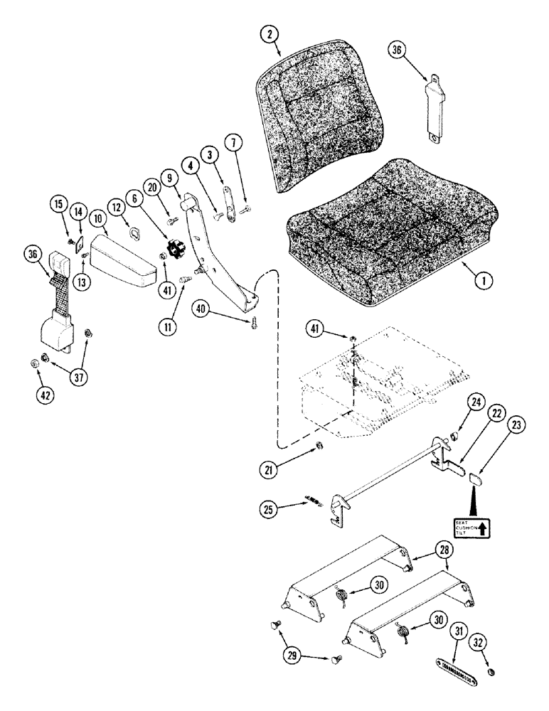 Схема запчастей Case IH 2394 - (9-048) - CLOTH SEAT, WITH ISOLATOR ATTACHMENT (09) - CHASSIS/ATTACHMENTS